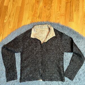 Tania Nardi Black Golden Reversible Crinkle Textured Jacket Size S